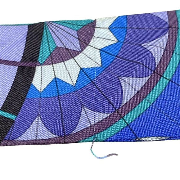 HERMES Twilly - Blue Light Green Multi Scarf 158-072225 - Picture 3 of 7